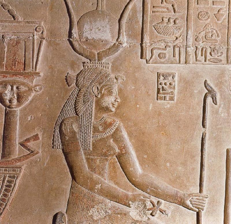 unknow artist Kleopatra VII. ,Relief,Dendera,Agypten